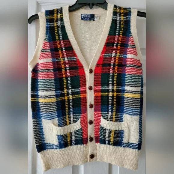 Polo by Ralph Lauren Vintage Plaid Wool Vest - Picture 1 of 5